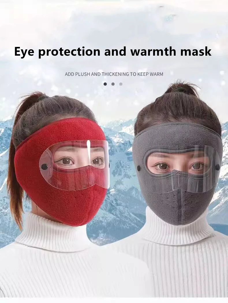 Autumn Winter Warm Mask Polar Fleece With Removable Riding Windproof High-definition Goggles Visor Protection Durable
