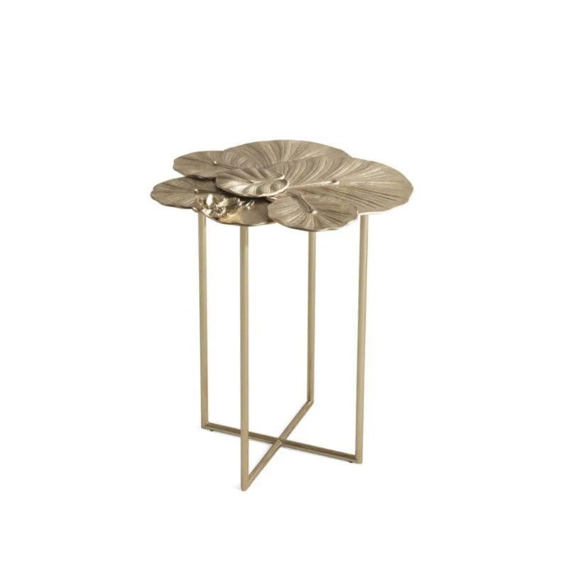 Pure copper lotus leaf pattern coffee table modern light luxury living room combination tea table