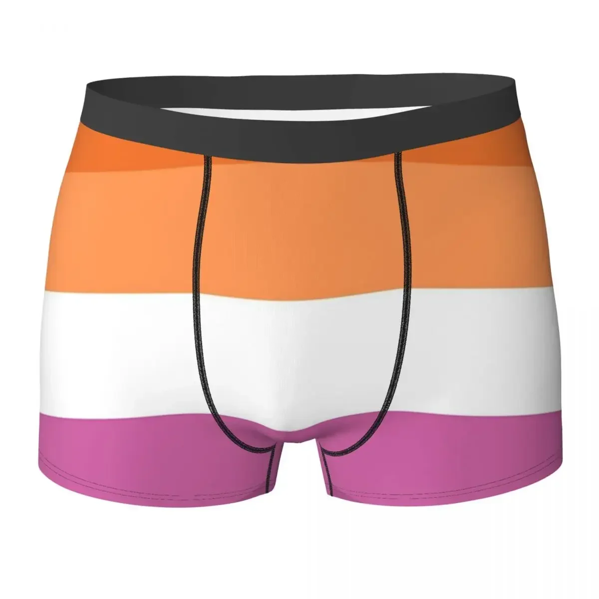 Boxer Underpants Shorts Orange - Magenta Lines Lesbian Pride Flag Butch Femme Pride Flag Panties Men Breathable Underwear