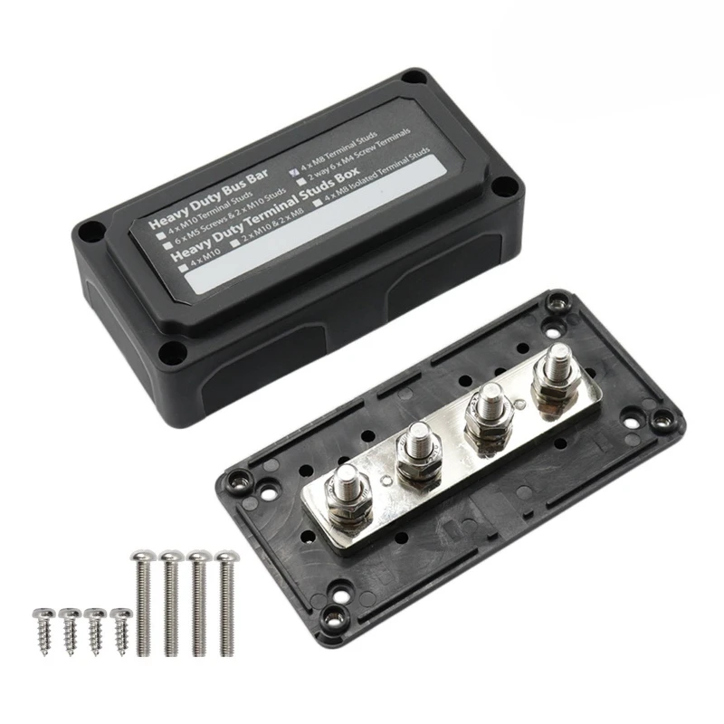 300A Bus Bar Heavy Duty Power Distribution Block Busbar Box Module Design with 4X M8 (5/16