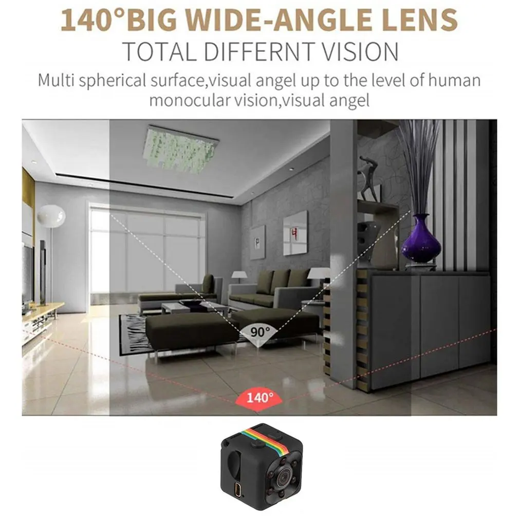 140°wide Angle Mini Camera Night Adjustable Bracket Simple Installation Wide Angle Monitoring Mobile Detection Outdoor Sports