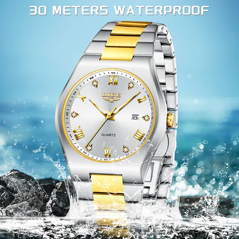 ساعة LIGE الرياضية البسيطة للنساء، ساعة يد أنيقة بسوار للنساء من الفولاذ المقاوم للصدأ مقاومة للماء، ساعات يد كوارتز نسائية