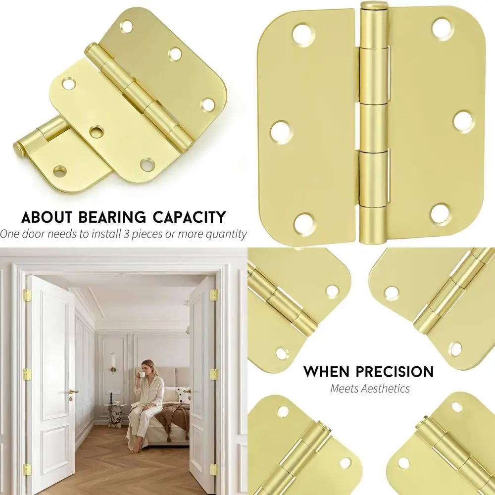 

Полированные латунные дверные петли 3.5 - ярко-золотистые, радиус 5/8, фурнитура для межкомнатных дверей