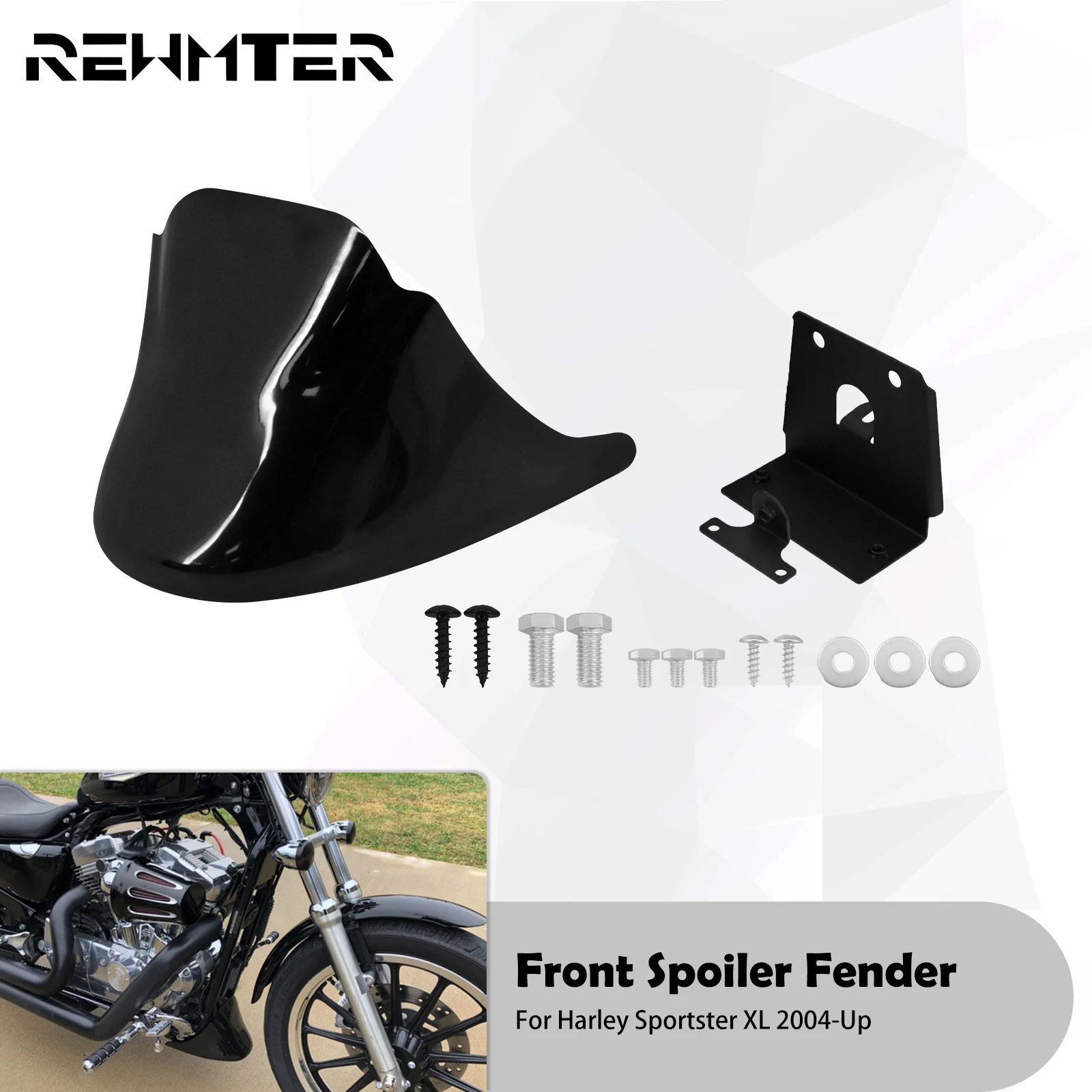 

Motorcycle Front Bottom Spoiler Mudguard Air Dam Chin Fairing Black For Harley Sportster XL 883 1200 Super Low Custom 2004-2022