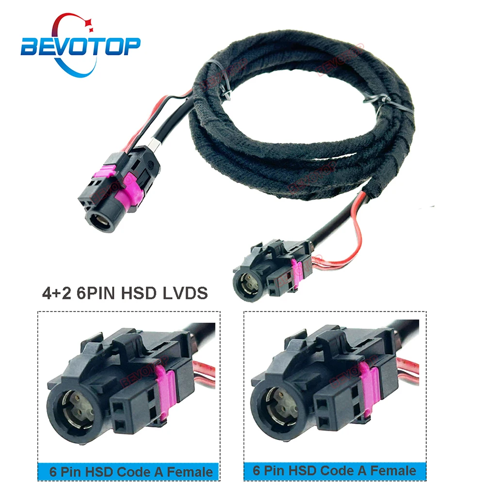 

BEVOTOP Black 4+2 6Pin HSD Code A Female to Female Jack High Speed Data Transmission HSD LVDS Wire Harness LVDS Cable