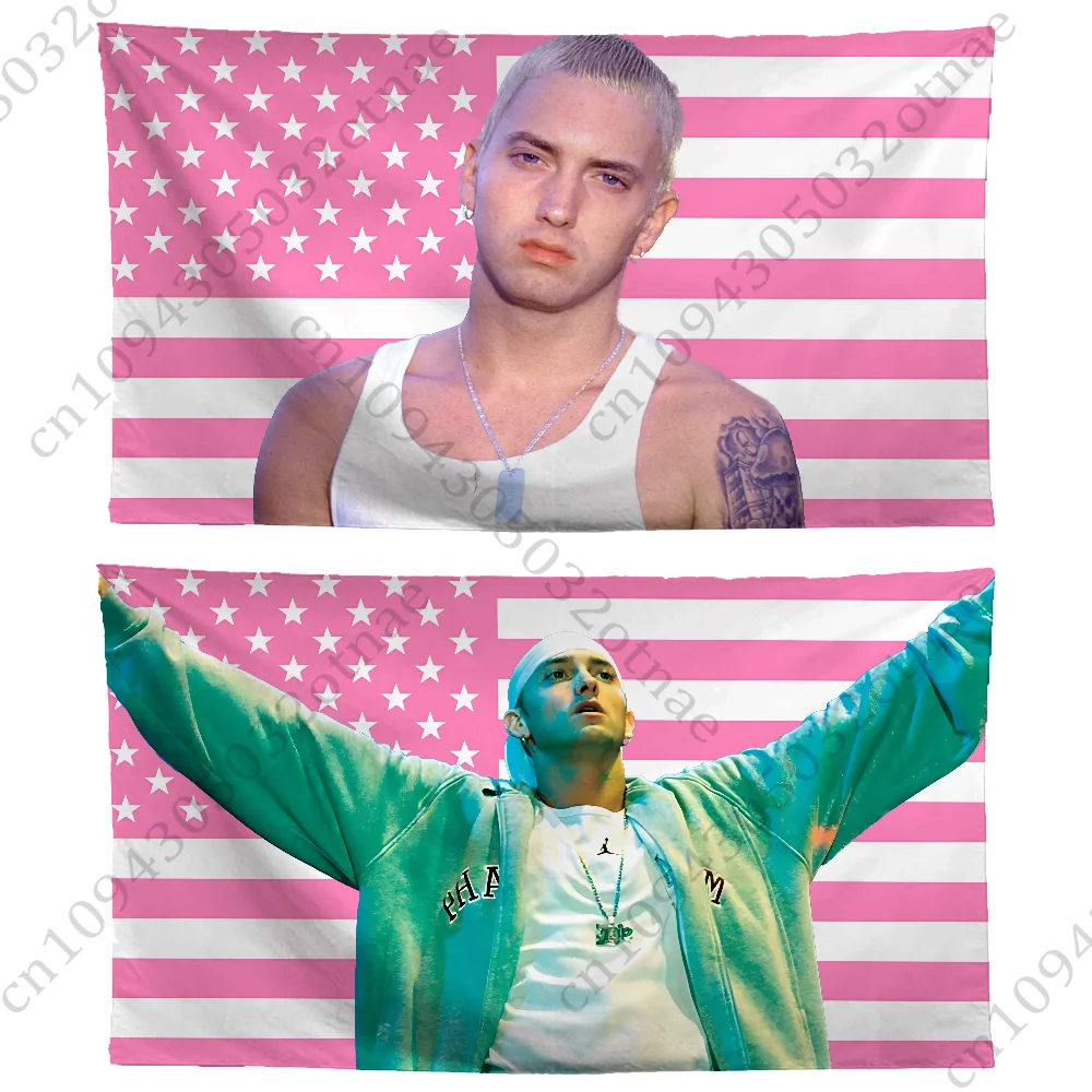 Rapper E-EminemS American Pink Flag Tapestry Funny Banner For College Dorm Room Bedroom Outdoor Living Room Wall Art Decor Party