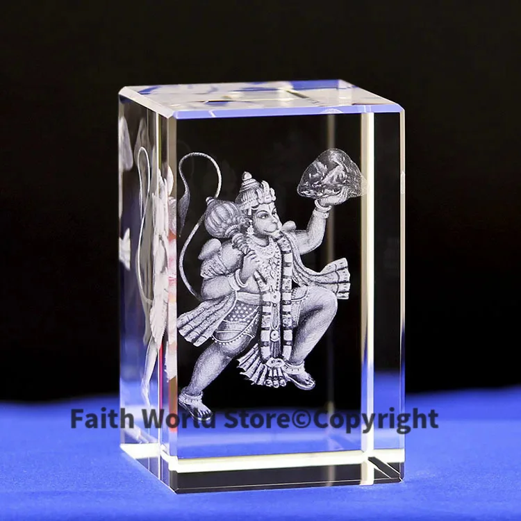 Efficacious HOME family Talisman- India Thailand Hinduism Hanuman Buddha Figurine 3D Crystal statue-