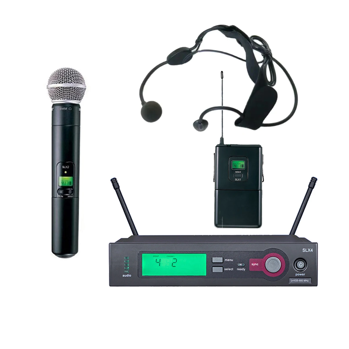 

Professional SLX24 Wireless Microphone System With ME3 PGA31 Headset Cardioid Microphone SLX4 Receiver SLX1 BodyPack Transmitter