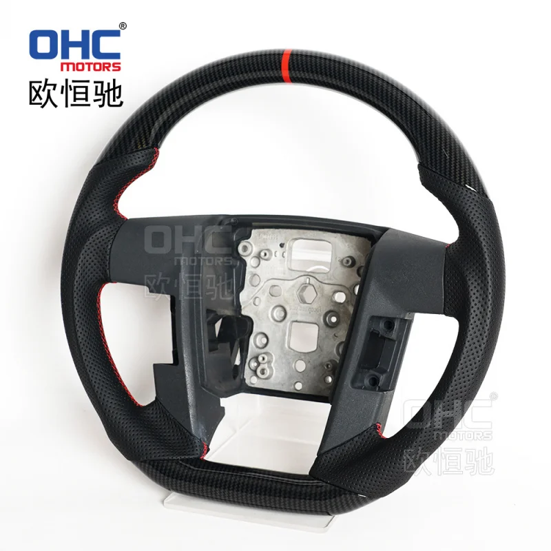 For Ford Raptor F-150 09-14 models, modified upgraded steering wheel with a round top and round bottom in flat mahogany
