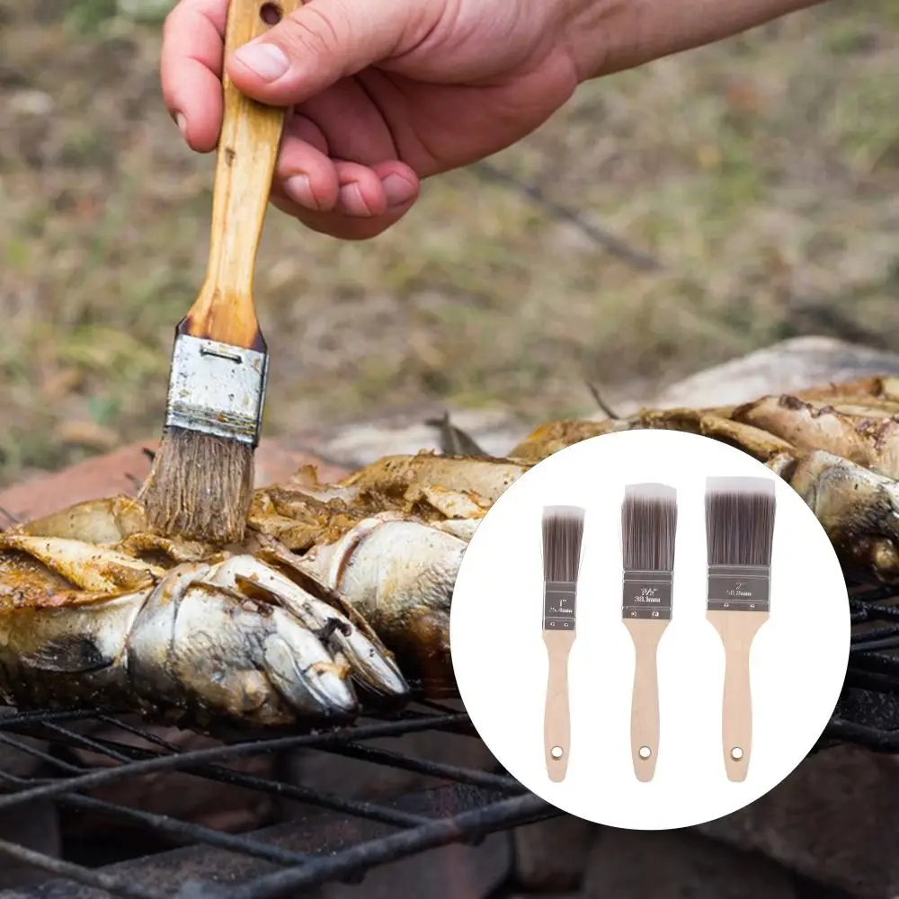 

Reusable Thickened Paint Brush Soft Bristle Angled Solid Wood Handle Brush Ergonomic Tinplate Wall Brushing Tools Kitchen