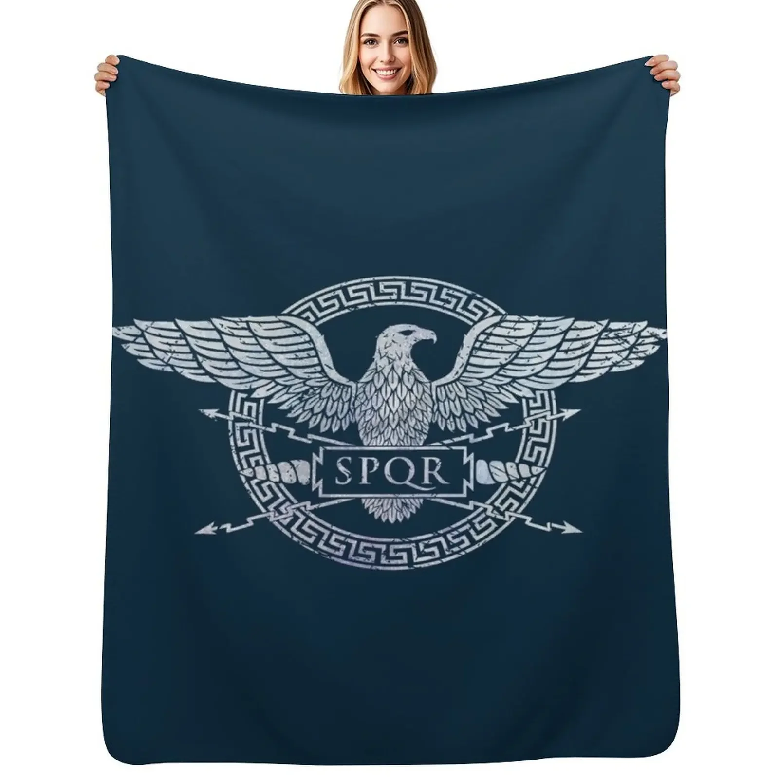 

SPQR Roman Empire Eagle Emblem - Vintage White Throw Blanket christmas decoration Vintage Moving Custom Blanket