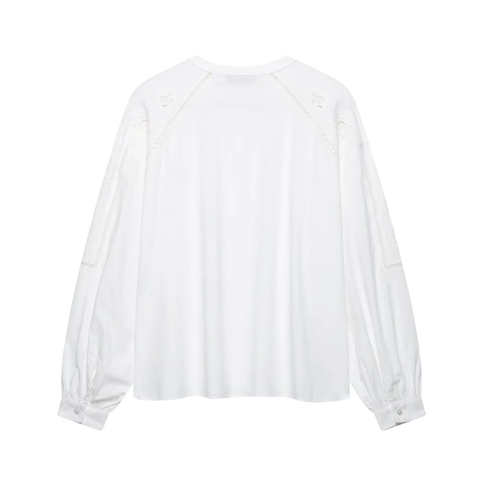 Willshela Damesmode Borduren Uitgehold Witte Blouse O-hals Lange Mouwen Vrouwelijke Chique Dame Koreaans Shirt