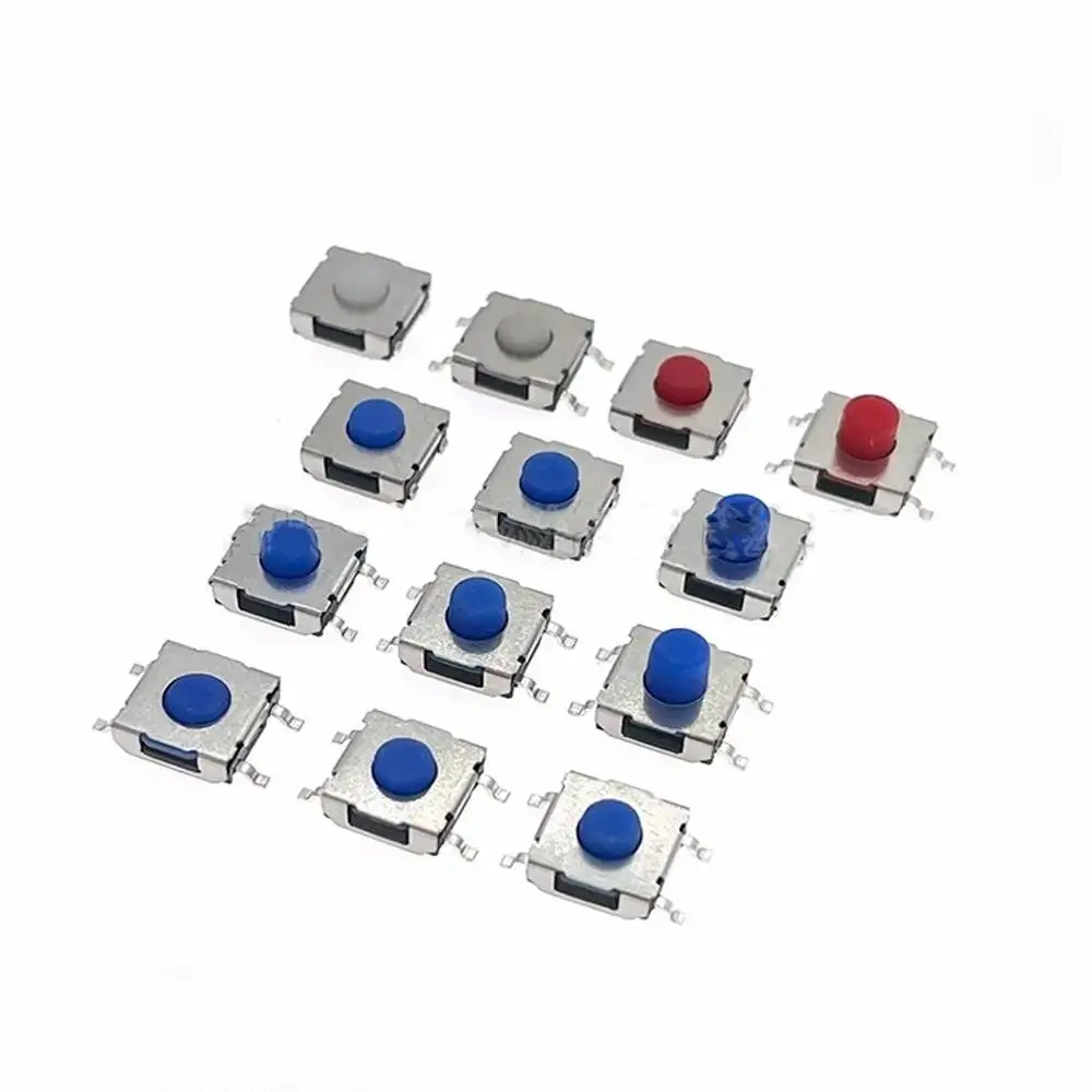 1000pcs Push button SMD switch 6.2*6.2x2.5 6.2x6.2x3.1/3.5/4.3/5.0mm red black blue white tact Micro switch SMT 6.2x6.2x5mm
