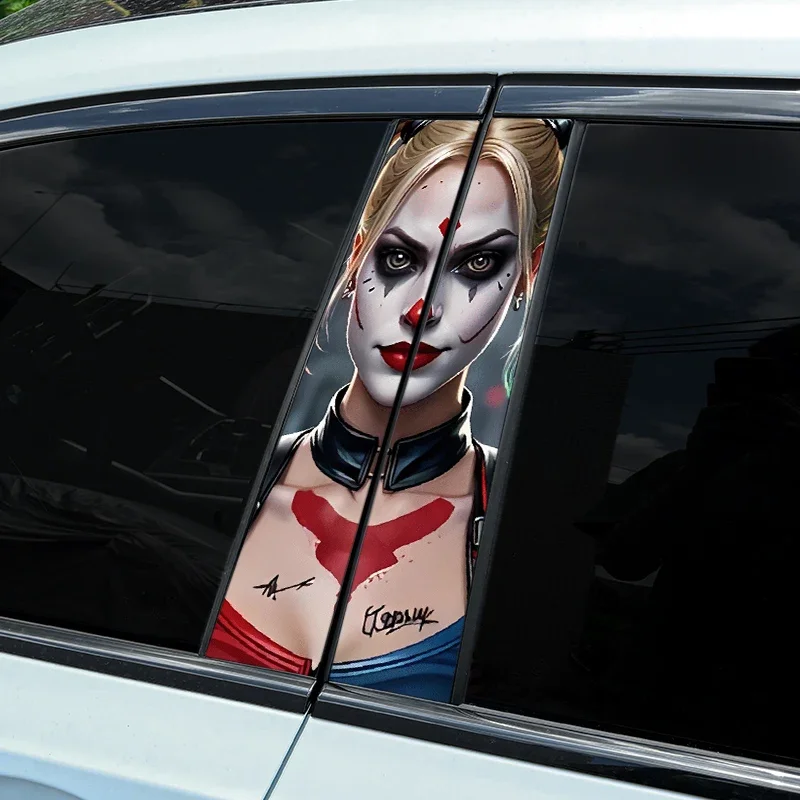 1/2pcs JOKER LADY Car Stickers Auto B Pillar Waterproof Funny Decoration Cover Scratches Sunscreen Car Doors Pillar Vinyl Decals