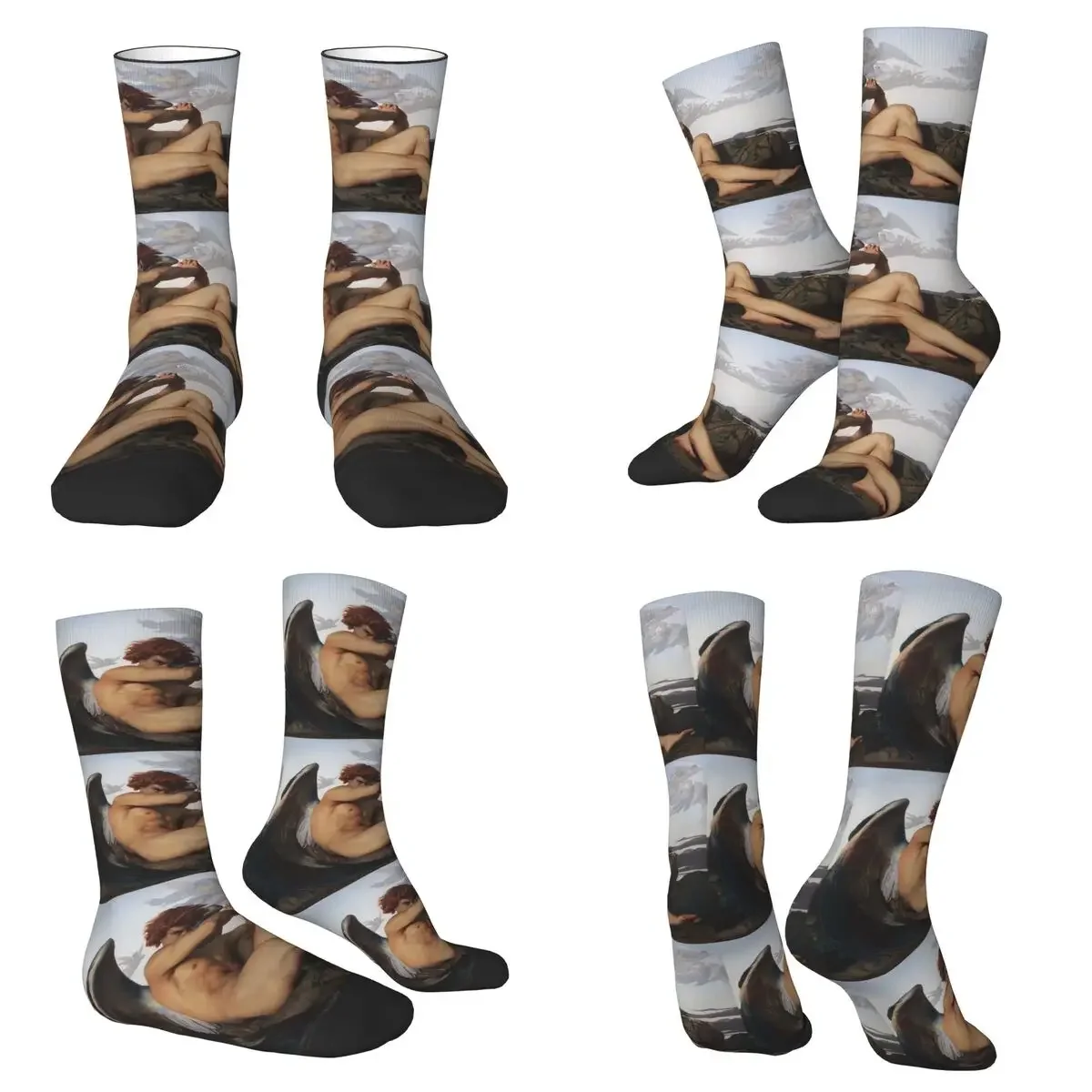 

Fallen Angel By Alexandre Cabanel Socks Harajuku Sweat Absorbing Stockings All Season Long Socks Unisex Valentine's Day Gifts