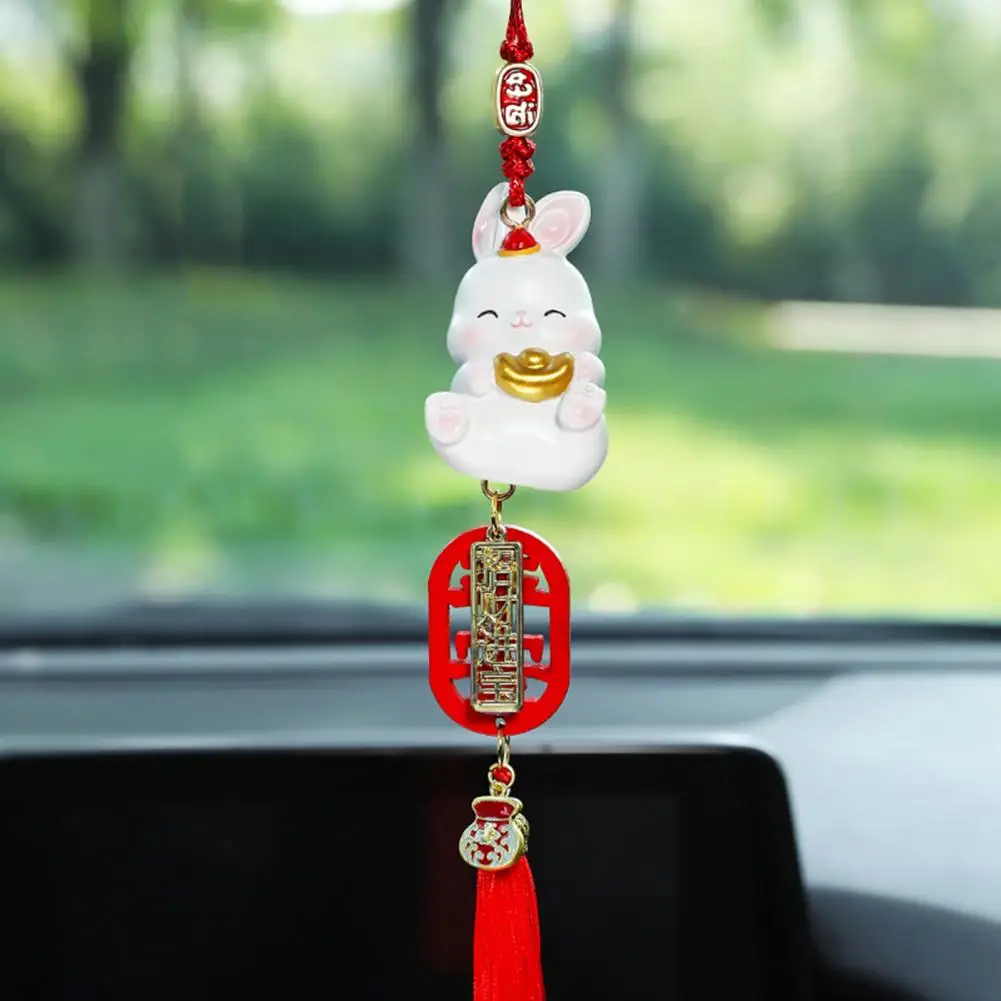 Car Charm Ornament  Tassel   Car Ornament 2023 Zodiac Rabbit Car Charm Hanging Pendant