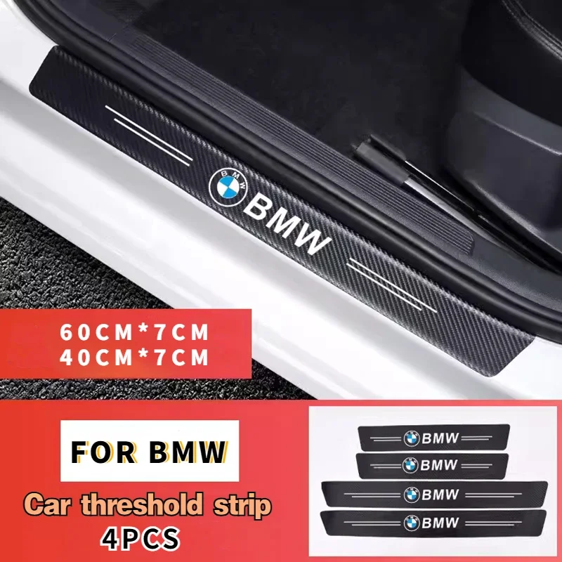 

4P Car Stickers Carbon Fiber Decal Door Sill Scuff Plate Covers Car Threshold Decor Trim For ALL BMW E90 E91 E60 E61 F10 F30 E87