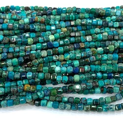 Veemake Natural Chrysocolla Edge Cube Faceted Small Beads For Jewelry Making Stone Charms Gemstones Necklace Bracelets Earrings