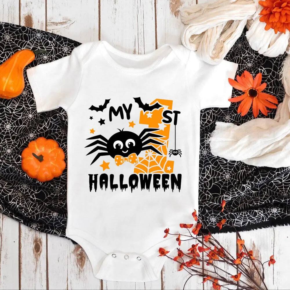 My First Halloween Printed Baby Romper Halloween Party Infant Outfit Bodysuit Boys Girls Jumpsuit Newborn Short Sleeve Clothes