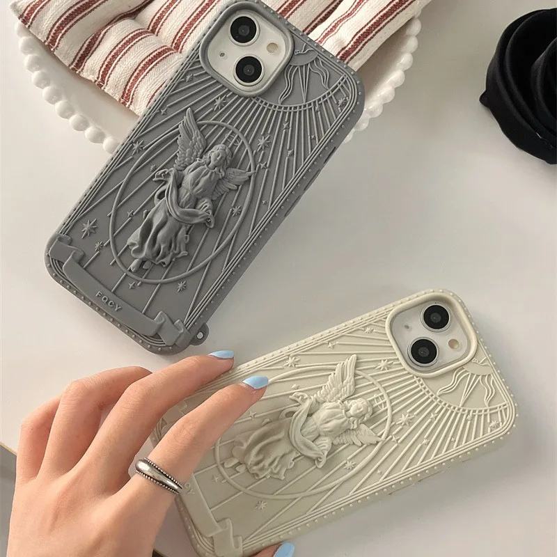 3D Statue of Liberty Protective Case For iPhone 15Pro Max 14Pro 13 12Pro max European and American style anti-fall TPU soft case