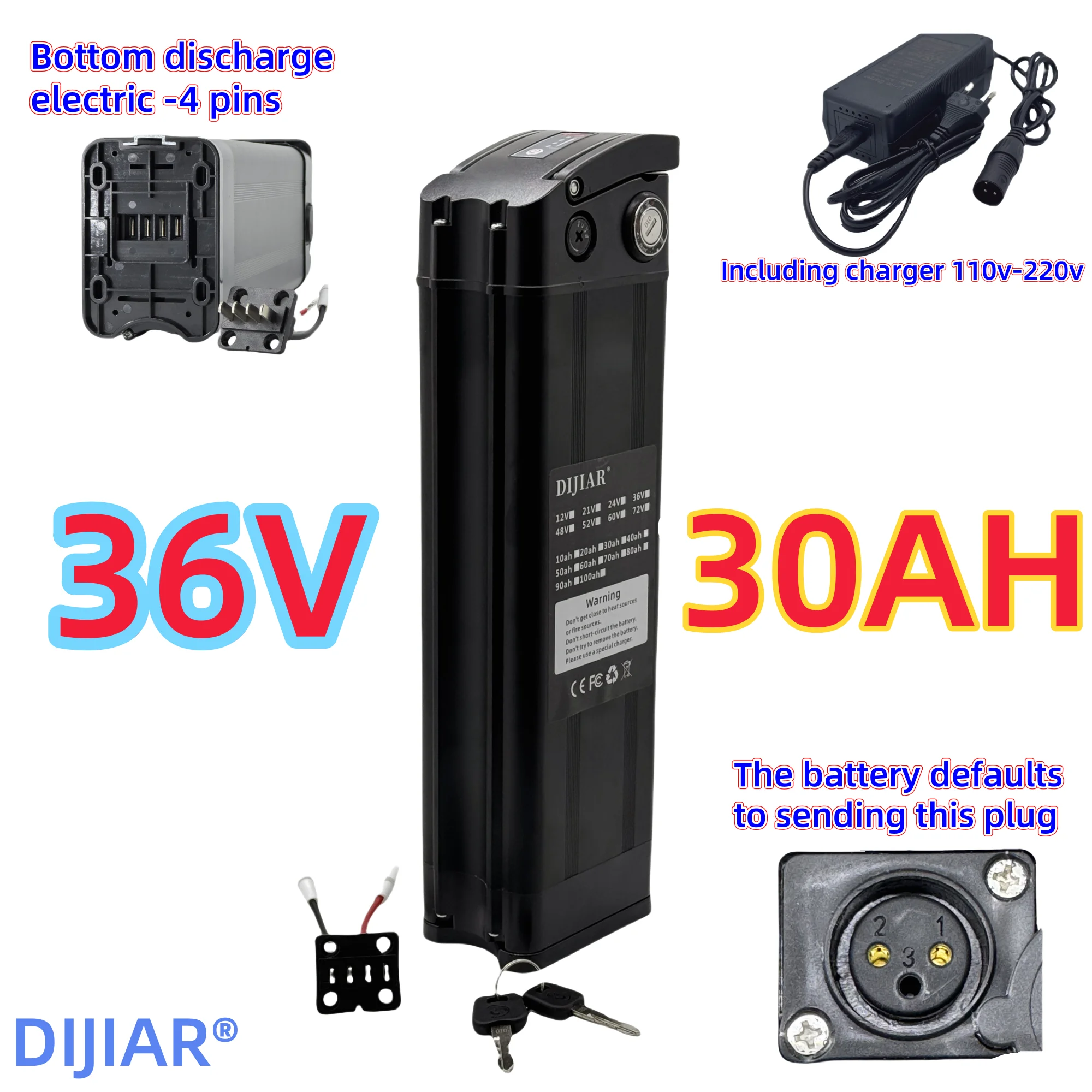 Luchtvervoer, DIJIAR 36V Zilvervisjes lithiumbatterij 20AH-50AH, BMS-bescherming voor opvouwbare elektrisch ondersteunde voertuigen 500W-2000W