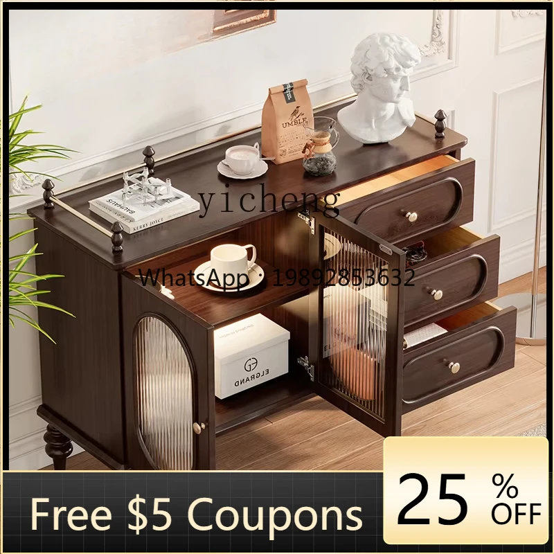 

H3-20 French retro solid wood dining side cabinet entrance storage side cabinet medieval cabinet