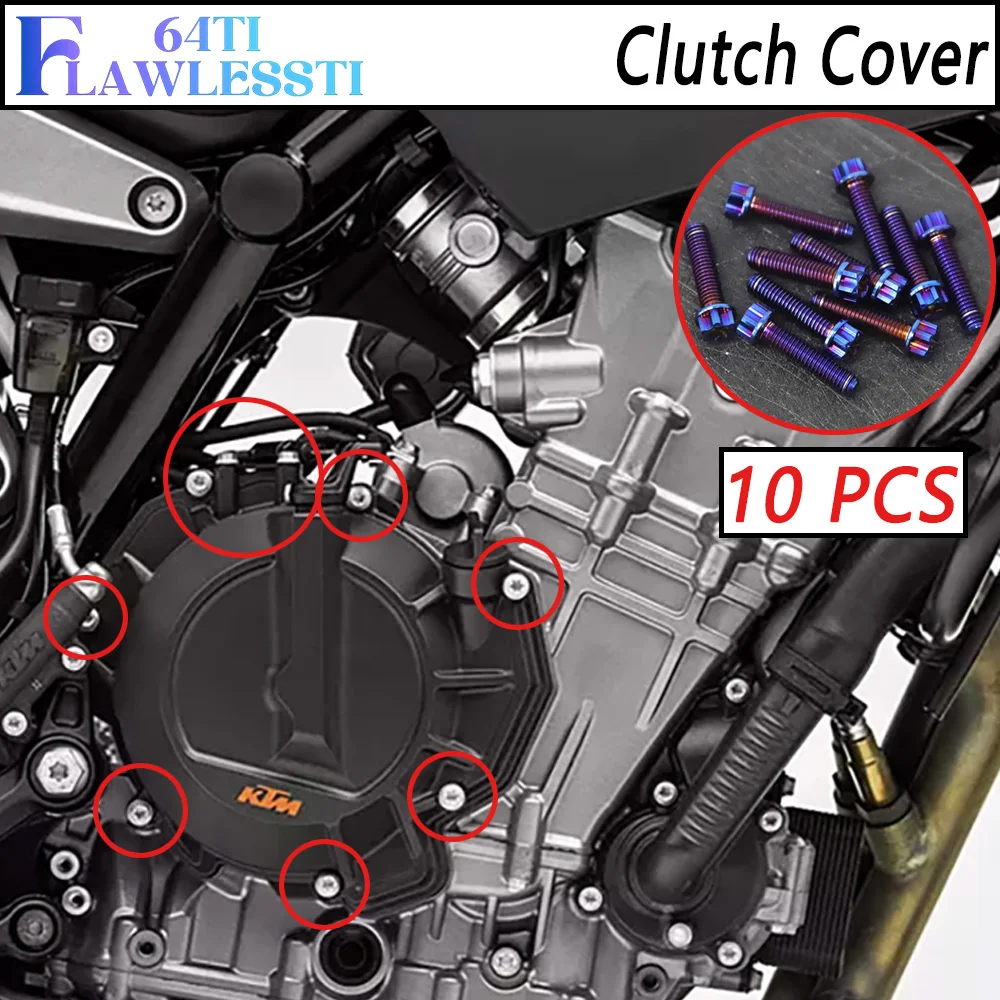 FLAWLESSTI Gr5 Titanium Bolt Magneto Clutch Cover Water Pump Handle Bar Fender Caliper Pin Oil Filter Bolt For KTM 790 Duke