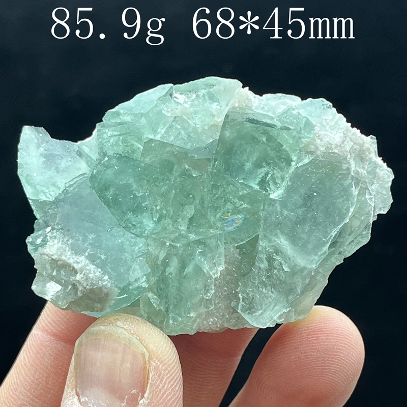 100% natural Chinese hu nan Xianghualing blue-green vitreous transparent fluorescent rock sample calcite healing crystal