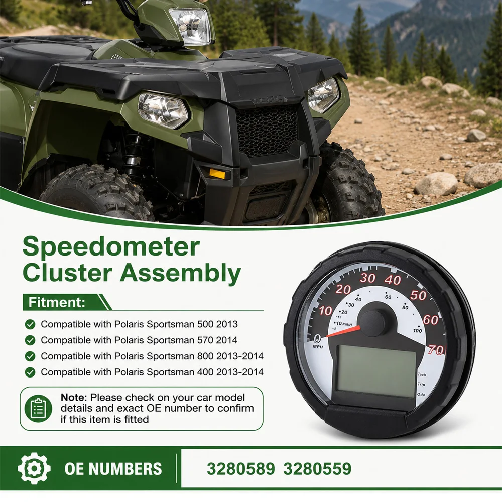 For Polaris Sportsman 500 570 400 800 2013-2014 Speedometer Cluster Assembly 16 and 3 Pins 3280559 3280589 ABS Copper Alloy