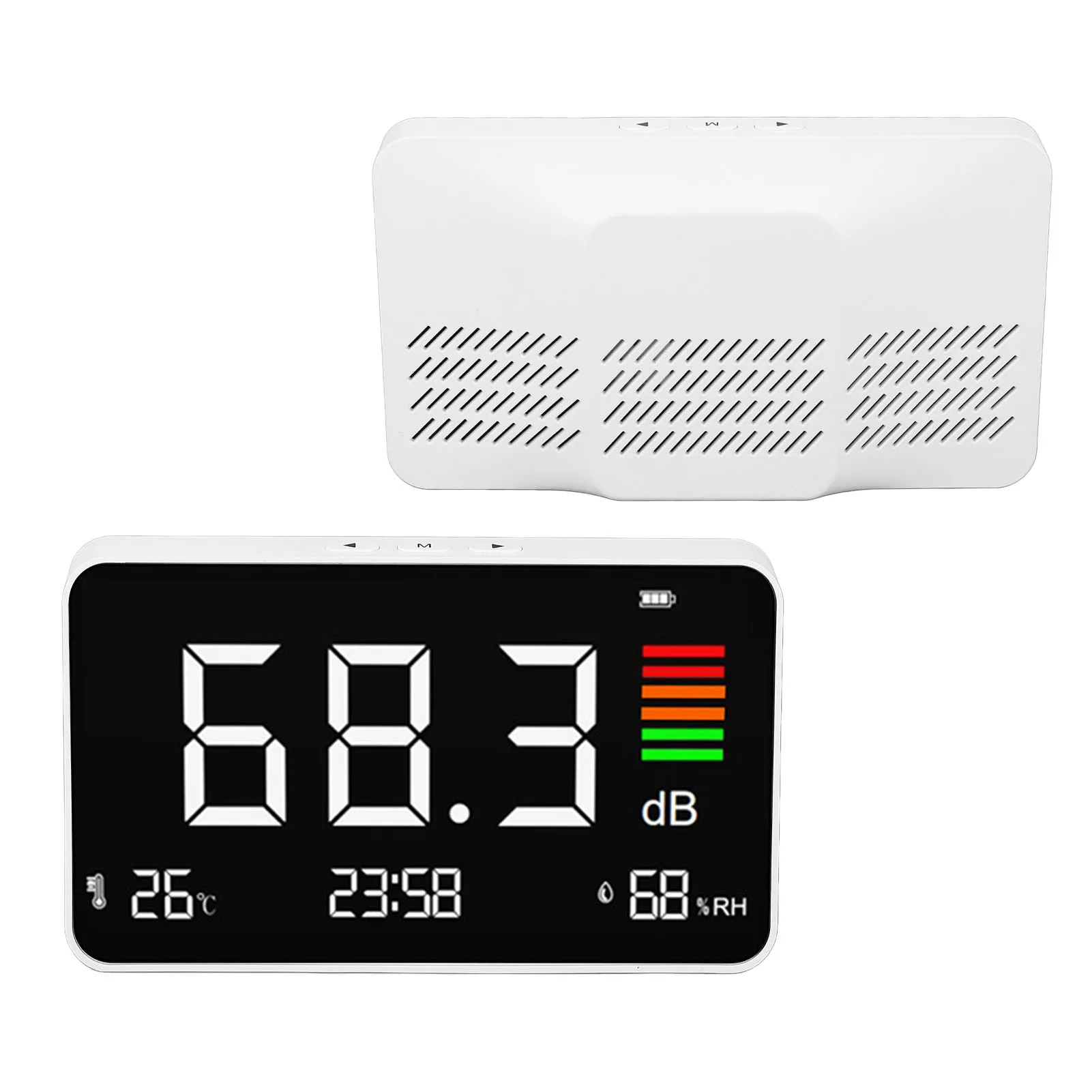 Medidor de nivel de ruido 30-130dBA tipo C carga 2000mAh batería medidor de decibelios digitales 20%-85% humedad para taller de fábrica en el hogar