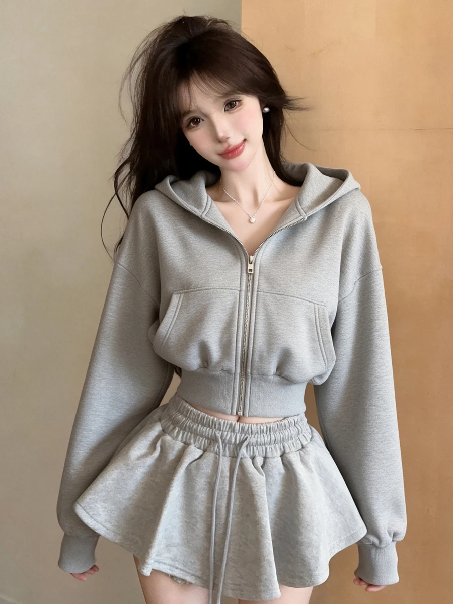 Elastic Lace Trim - Korean Minimalist Open Cardigan Hoodie Belly