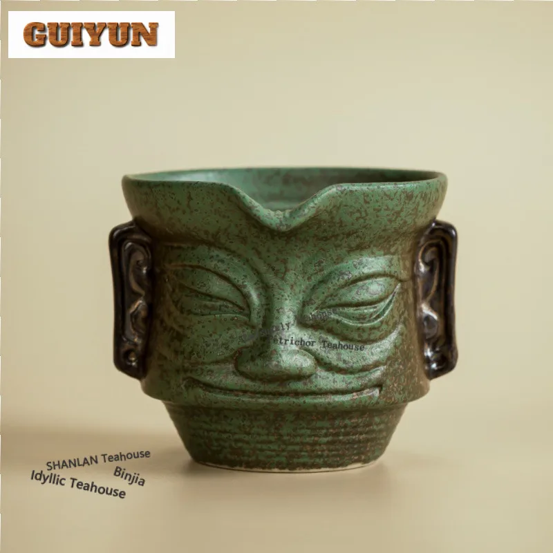 180ml Sanxingdui Mask Tea Pitcher Divide Tea Cha Hai Dispenser Justice Cup Oolong Tea Fair Mug Chinese Tea Set Accessories Craft