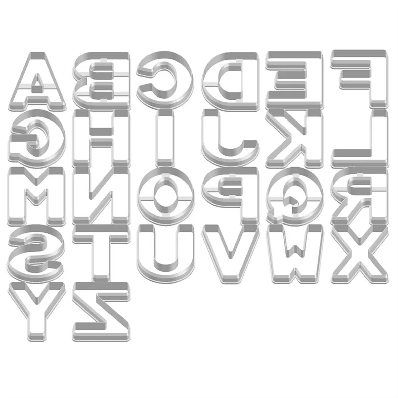 26 حرفًا بحجم 10 سم، قوالب بلاستيكية، تسلية ثقافة الرسوم المتحركة، أدوات فندان الكيك، قاطعة فواكه الكوكي والسوشي