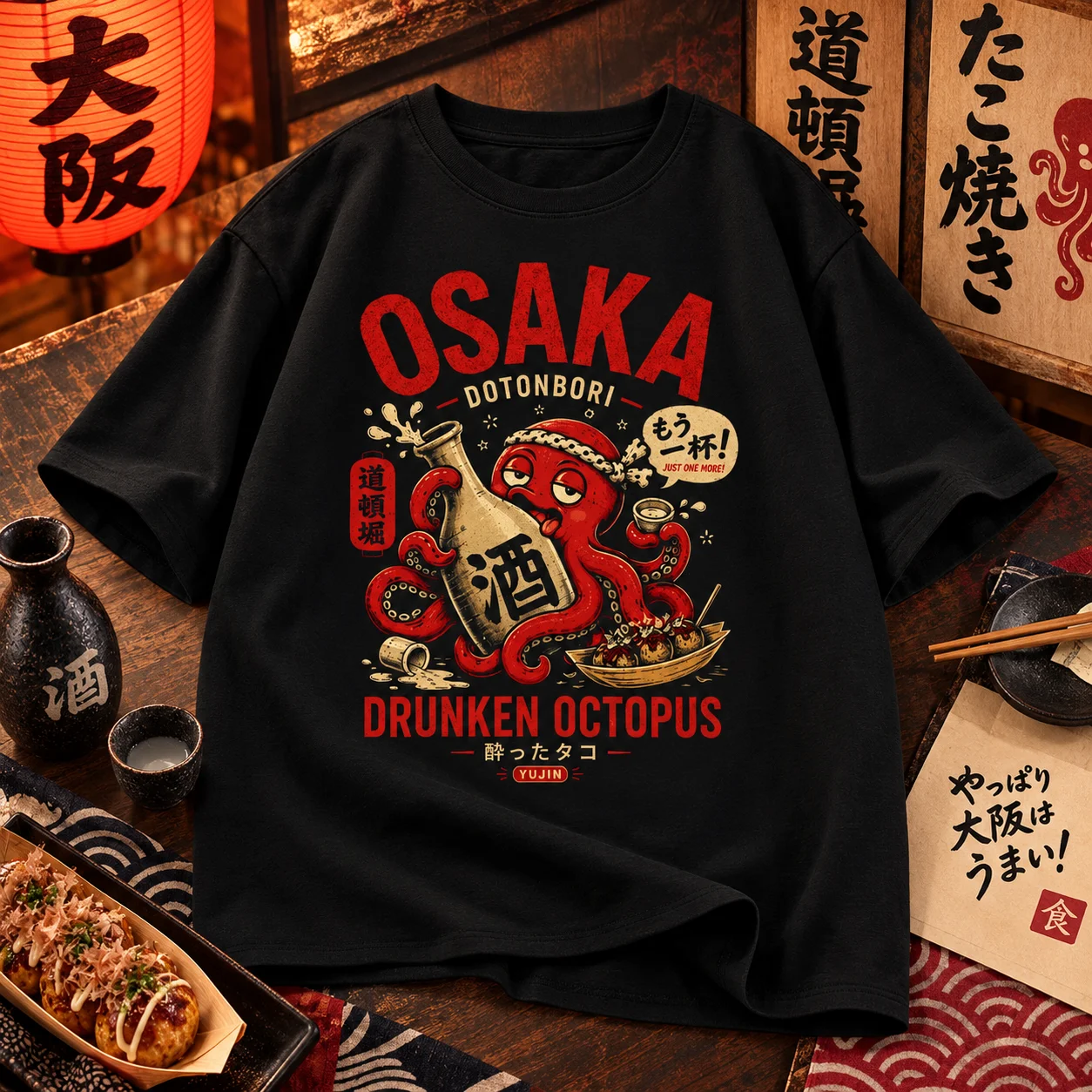 Street Fashion Osaka - 오사카 도톤보리 술 취한 문어 그래픽