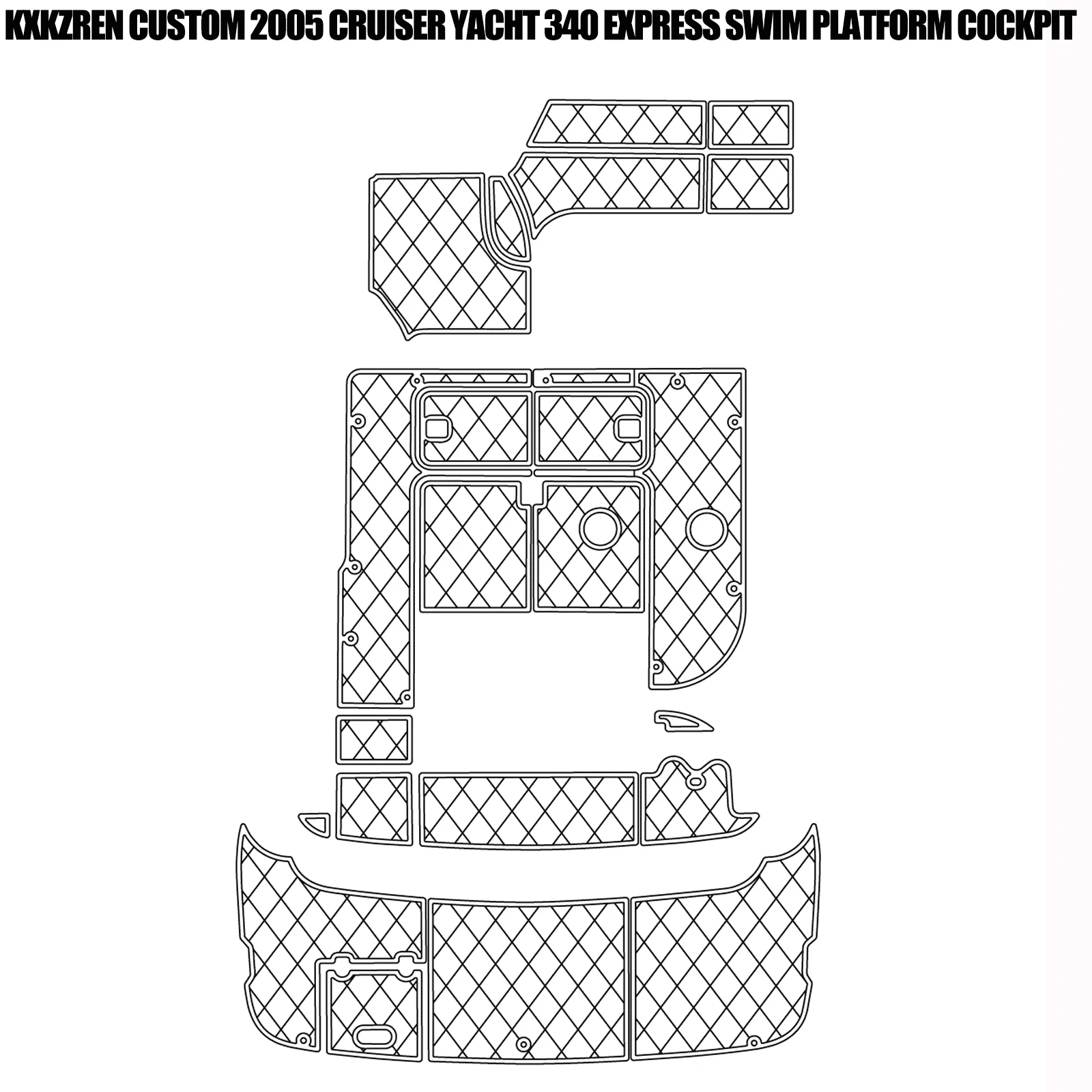 

KXKZREN Custom 2005 Cruiser Yacht 340 Express Swim Platform Кокпит EVA Foam Искусственный тик Автомобильный коврик Нескользящий коврик для пола лодки