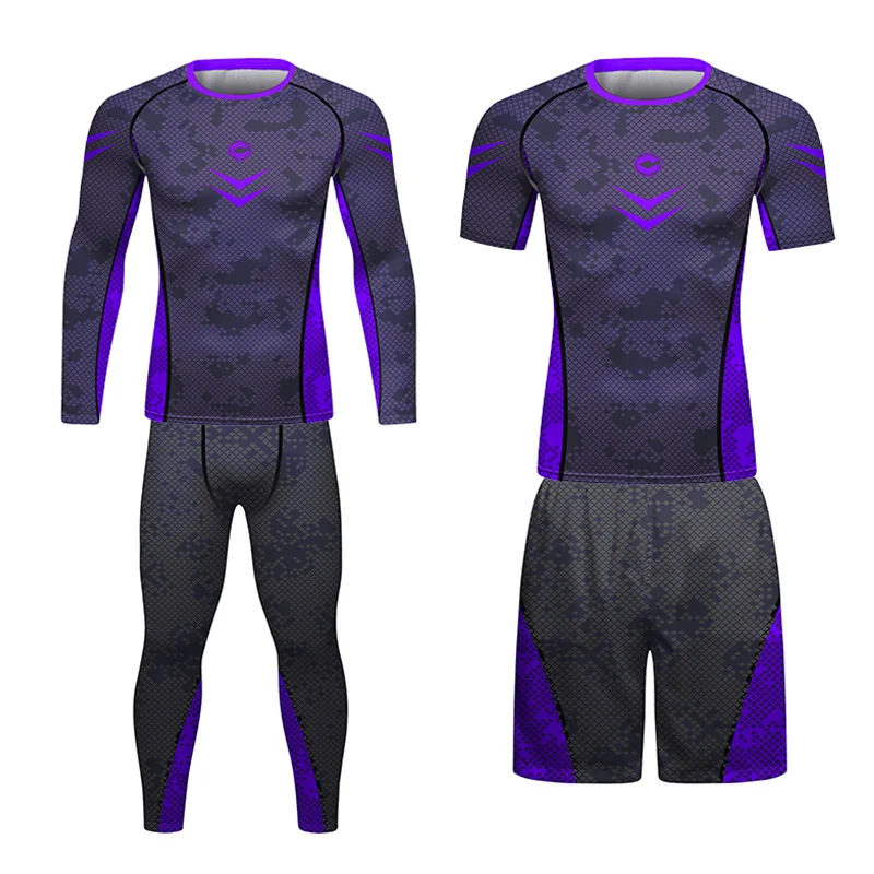 Men's Compression Tracksuit Running Sportswear Workout Jogging Sport Set MMA Muay Thai Jiu Jitsu Rashguard Fitness Gym Clothing