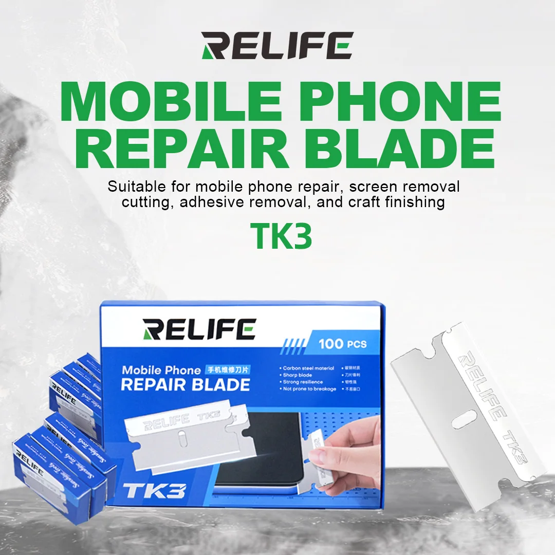 

RELIFE TK3 100PCS/Box Mobile Phone Repair Blade Set for Mobile Phone LCD Screen Removal Cutting Adhesive Removal Repair Knife