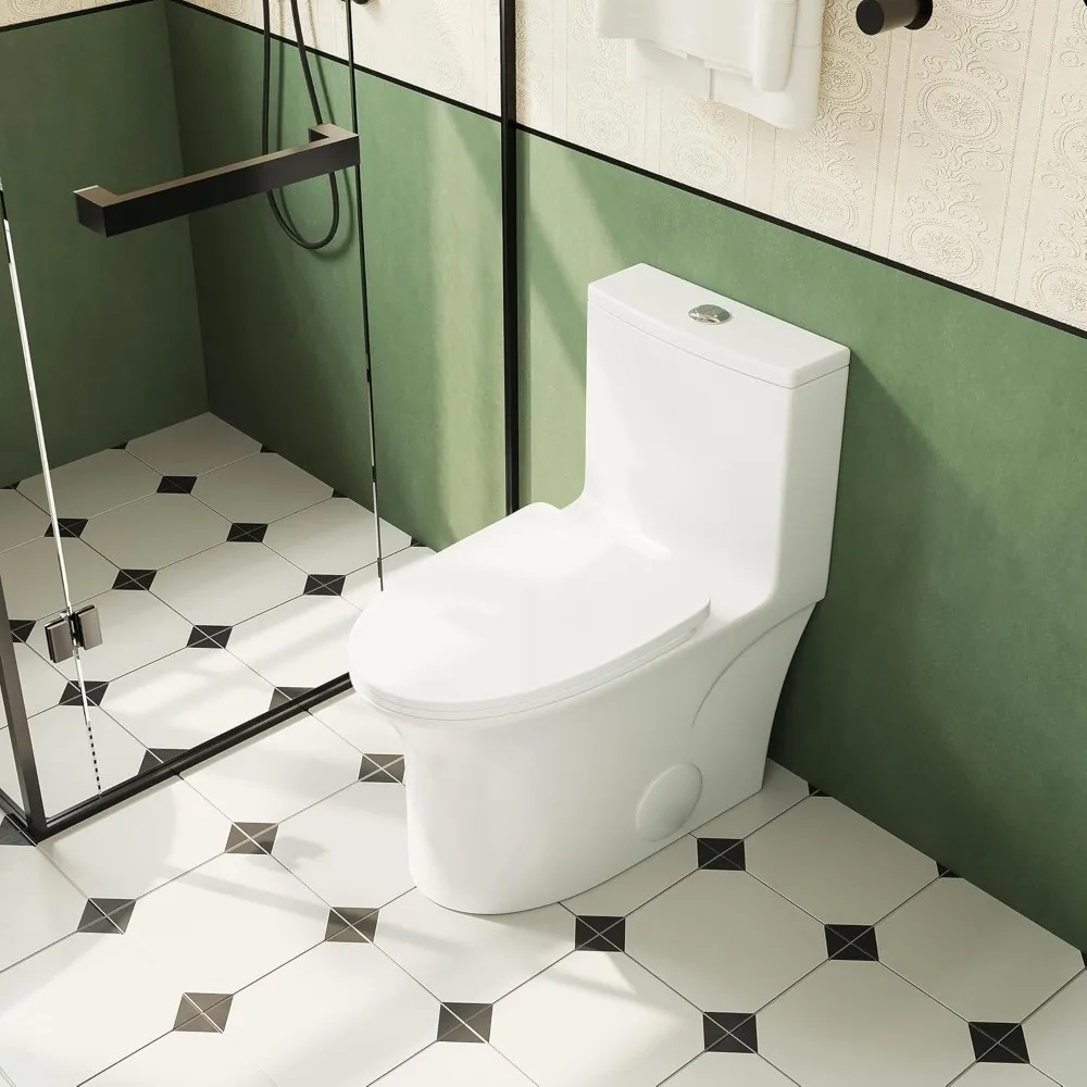 

One Piece Toilet ,Dual-Flush 1.1/1.6 GPF ,Compact Toilet ,15.7" Comfort Height ,Quiet Flush & Soft-Close Seat, Customized