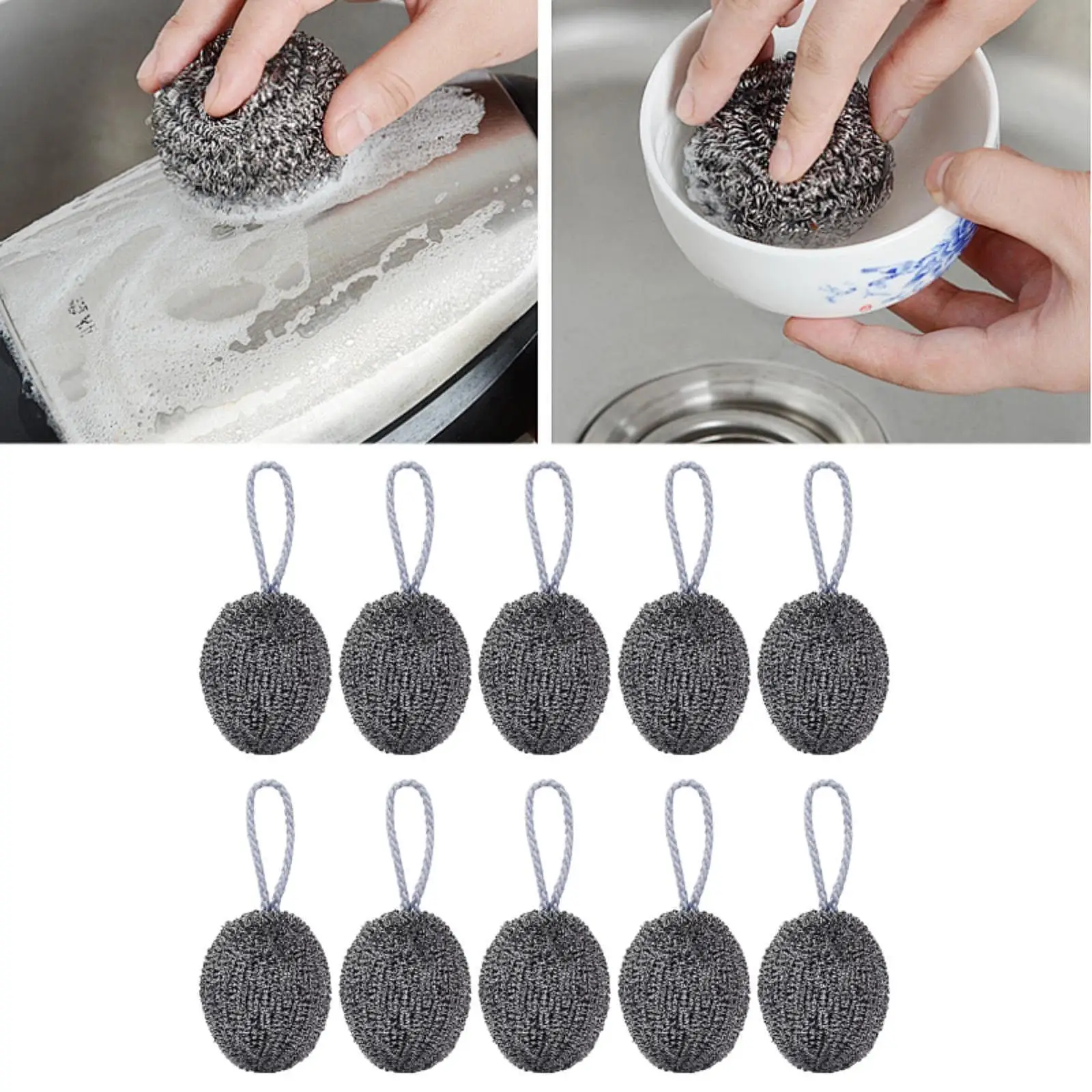 Stainless Steel Scrubber Barbecue Grills Skillet Brush for Kitchen Utensils Serving and Cleaning Tasks