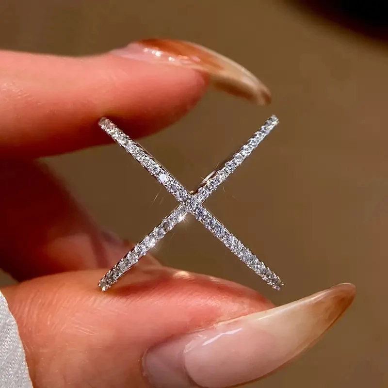 CAOSHI Special Interest Cross Over Design Rings for Women Minimalist Silver Color Party Accessories Timeless Styling Jewelry