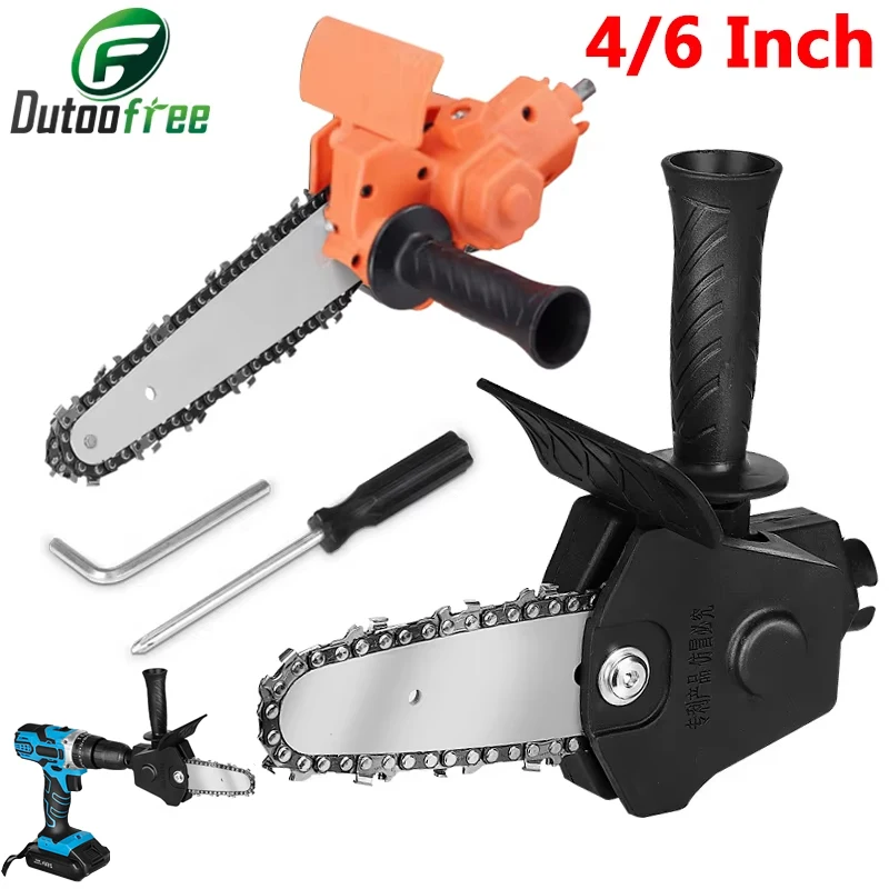 Electric Drill Converter Into Electric Chain Saw Portable Pruning Saw 4/6 Inch Chainsaw Bracket  for Tree Wood Cutting Tool