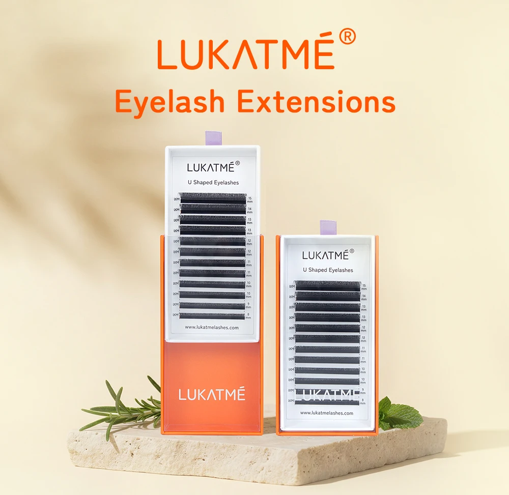 LUKATME U-YY Wimpernverlängerungen, flauschige, wispy, vorgefertigte Fächer, Schwarz/Braun, C/D-Curl, Easy Fan 2D UU Wimpern 8-15mm für den Salon – Detail 1