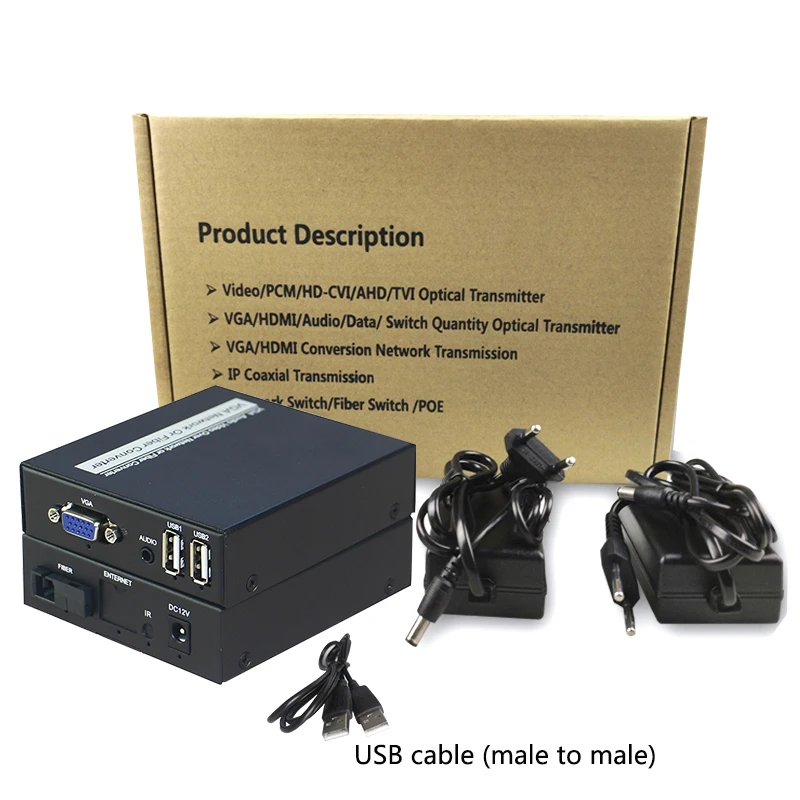VGA KVM Extender Fiber Optic Converter VGA USB Mouse And Keyboard Audio KVM Extender Single Mode Fiber 20KM