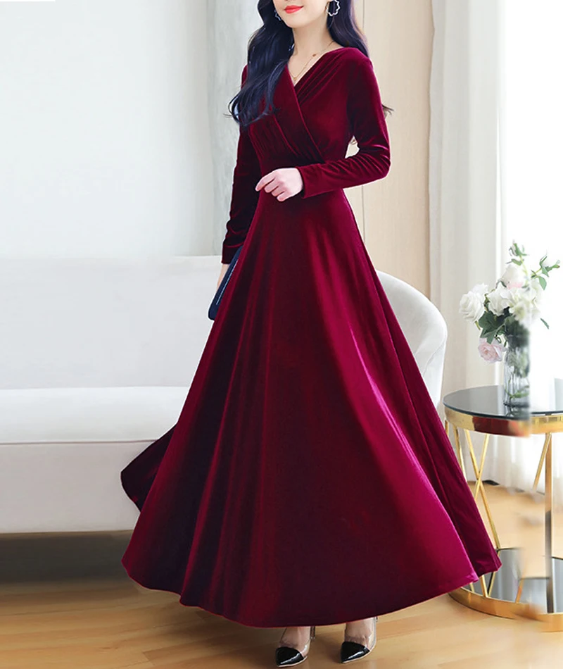 Weihnachten Hochzeit Brautjungfer Party Langes Kleid Abend Elegante Samt Formale Muslimischen Abaya Robe Kleid Maxi Kleid Für Frauen Kleidung