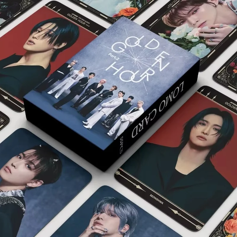 55pcs/set Kpop ATEEZ Lomo Cards Photo Album GOLDEN HOUR : Part.2 Ice on My Teeth Photocards