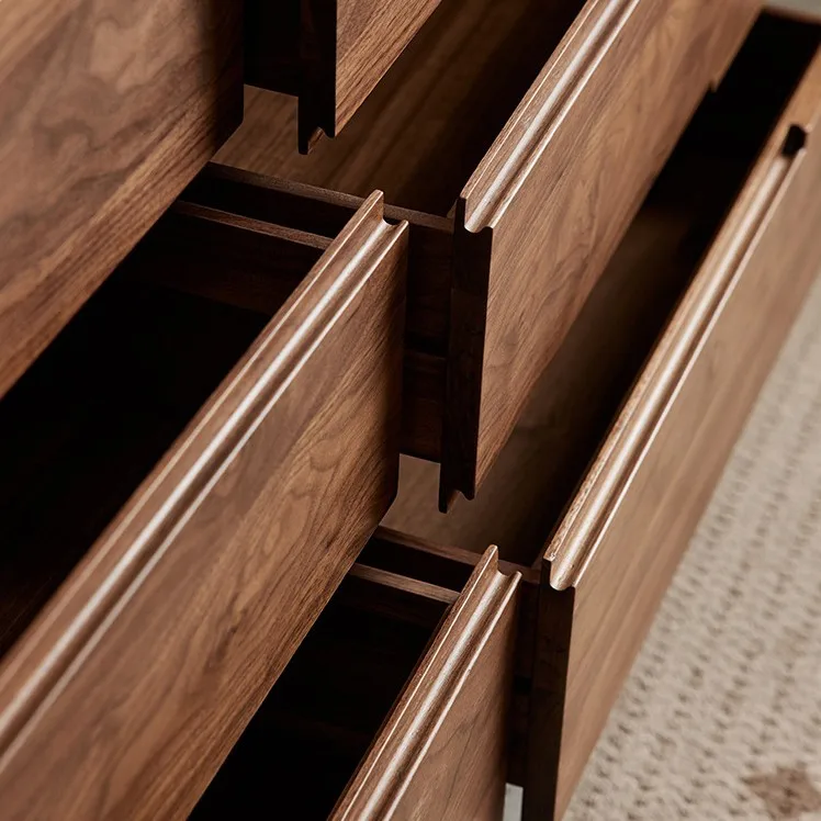 Black walnut six-chest cabinet storage locker household living room full solid wood chest cabinet