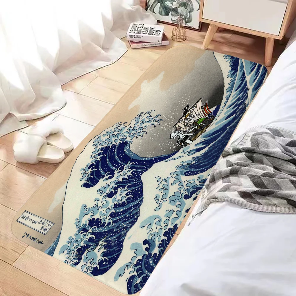 

Japan Great Wave Bath Mats Non-slip Mat Kitchen Floor Mat Bathroom Rug Rugs Carpet for Kitchen Foot Door Prayer House Entrance