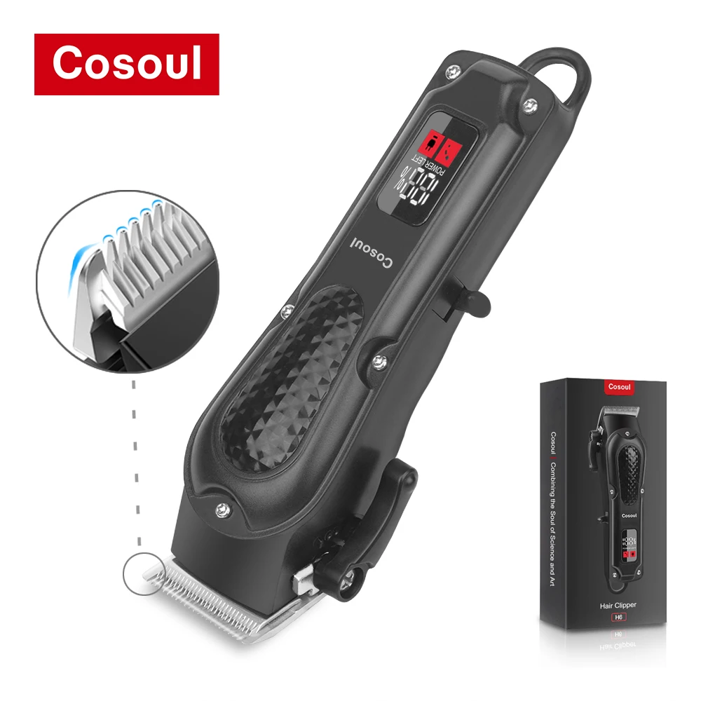 

Машинка для стрижки волос Cosoul Компактный размер Электрический триммер для волос Регулируемая длина волос Светодиодный дисплей Большая емкость Батарея Тип C Зарядка