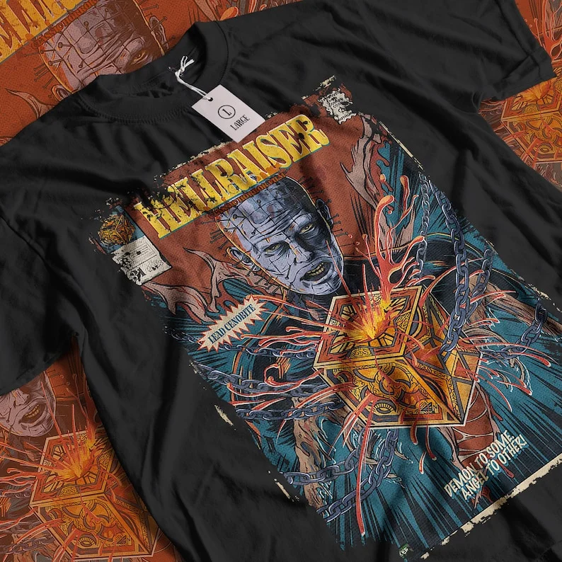 Aesthetic Hellraiser Vintage Halloween Horror Movie Streetwear Graphic Unisex Short Sleeve T-Shirt