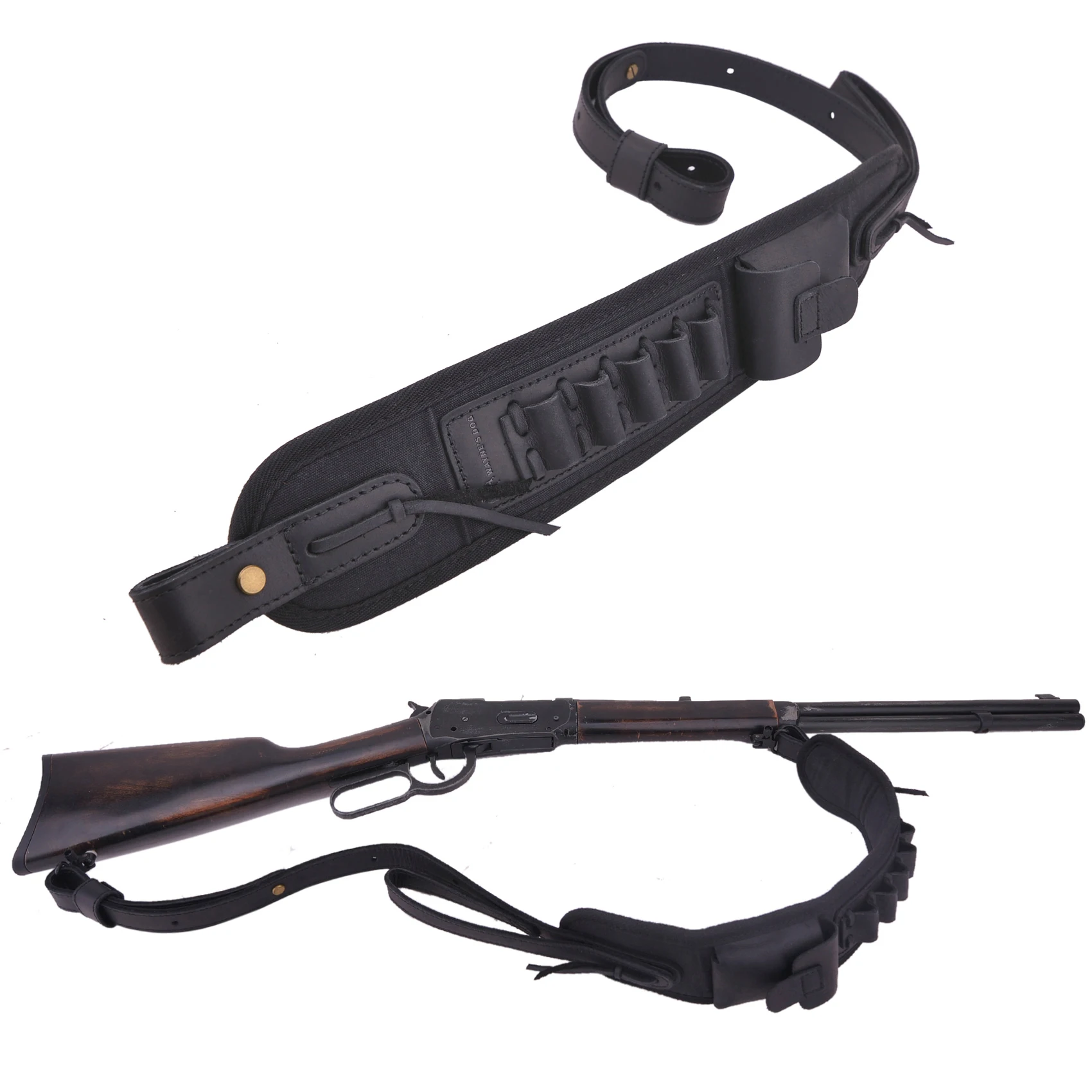 Leather Canvas Rifle Shotgun Carry Strap Ammo Sling Adjustable Gun Belt For Hunting Shooting .308 .22LR 12/16/20GA .357 30/30